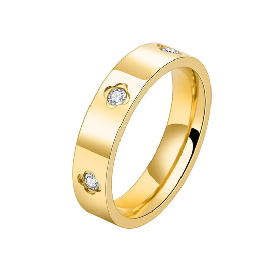 Diamond Clover Ring | 18K gold-plated