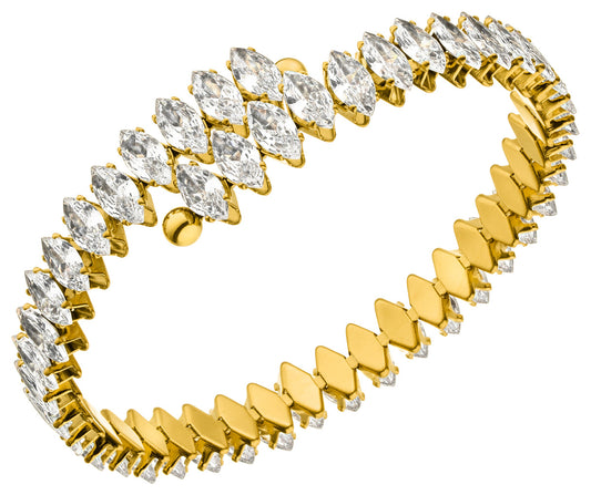 Wasserfester Armreif mit funkelnden Zirkonia-Steinen in Gold.